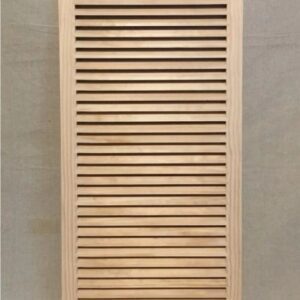 A wooden door with slats on the side of it.
