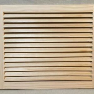 A wooden air vent on the wall