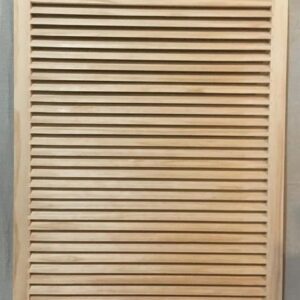 A wooden slat wall with no holes or stains.