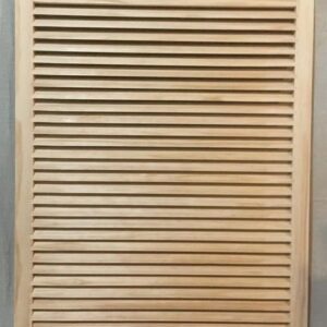 A wooden slat wall with no one in it.