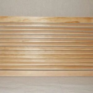 A wooden bench with many slats on it