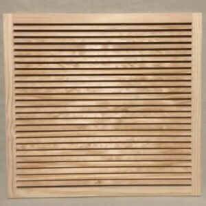 A wooden slat wall with no background.