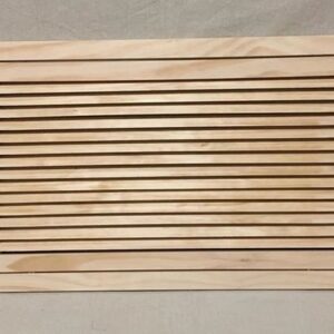 A wooden slat on the wall with some lines