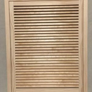 A wooden shutter with no frame on it.