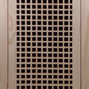 Front Perspective Representation of 10x24 Wood Return Egg Crate Filter Grille.