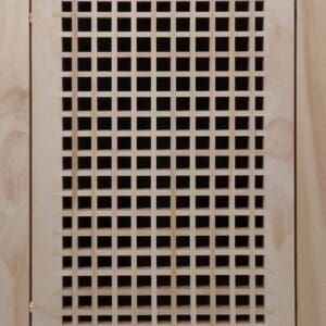 Front Perspective Representation of 12x14 Wood Return Egg Crate Filter Grille.