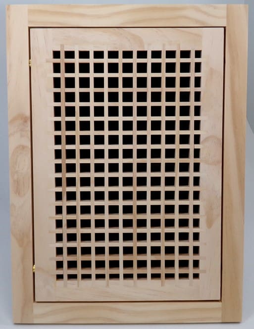 Front Perspective Representation of 10x20 Wood Return Egg Crate Filter Grille