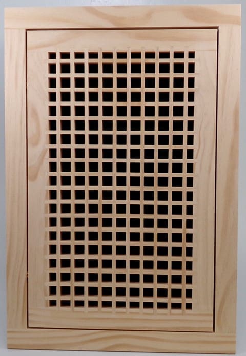 Front Perspective Representation of 12x27 Wood Return Egg Crate Filter Grille