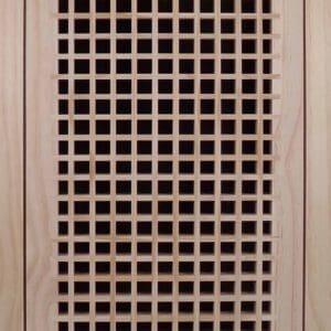 Front Perspective Representation of 12x24 Wood Return Egg Crate Filter Grille.