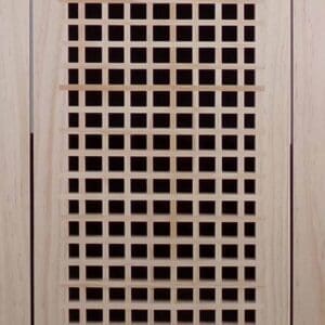 Front Perspective Representation of 12x30 Wood Return Egg Crate Filter Grille.