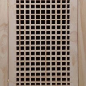 Front Perspective Representation of 13x18 Wood Return Egg Crate Filter Grille.