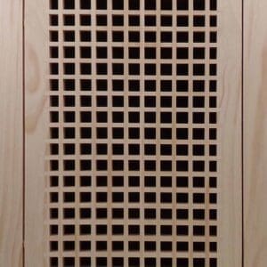 Front Perspective Representation of 13x20 Wood Return Egg Crate Filter Grille.