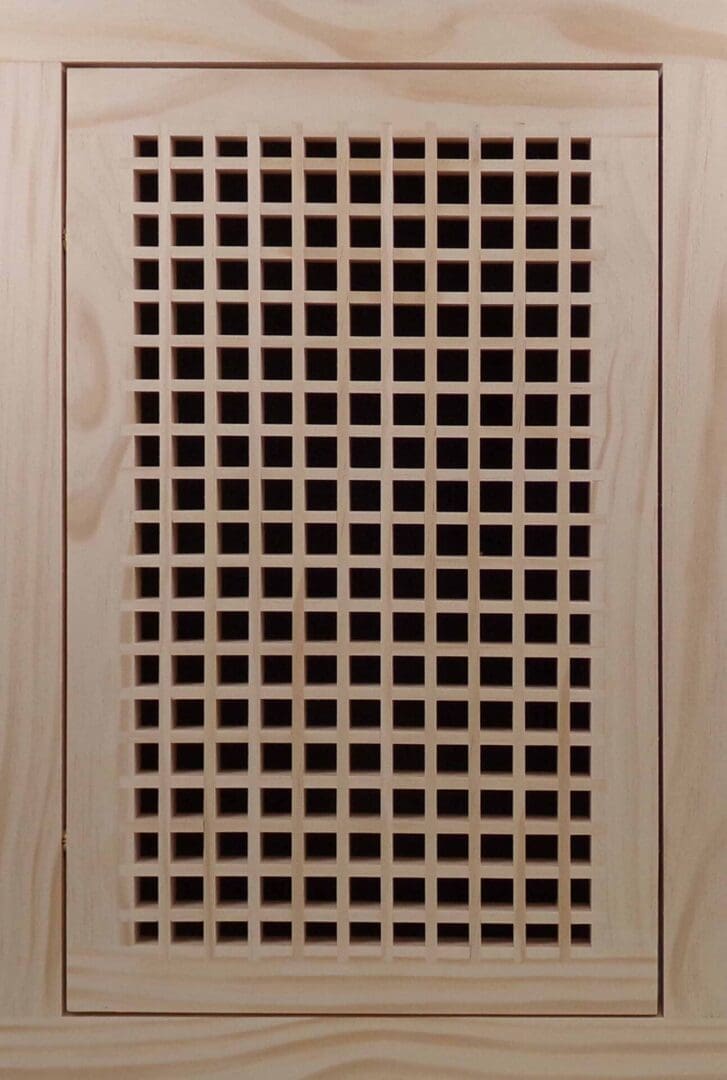 Front Perspective Representation of 13x20 Wood Return Egg Crate Filter Grille.