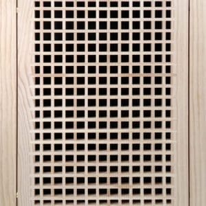 Front Perspective view of 14x20 Wood Return Egg Crate Filter Grille.