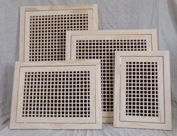 Front Perspective Representation of Wood Return Egg Crate Filter Grille