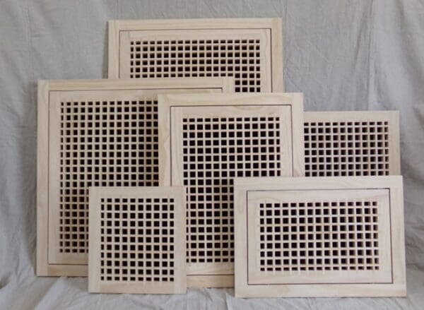 Front Perspective Representation of Wood Return Egg Crate Filter Grille.