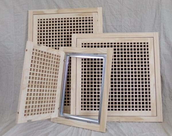 Front Perspective Representation of Wood Return Egg Crate Filter Grille