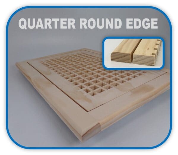 Representation and detail of of the optional quarter round edge Wood Return Egg Crate Filter Grille