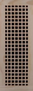 Handcrafted 12x10 wood return air filter grille in an elegant hallway.
