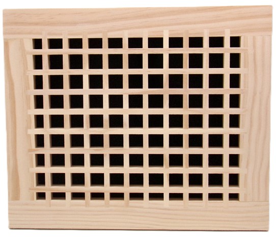Front Perspective Representation of 12x10 Wood Return Egg Crate Grille