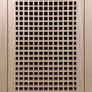 Front Perspective view of 14x25 Wood Return Egg Crate Filter Grille.