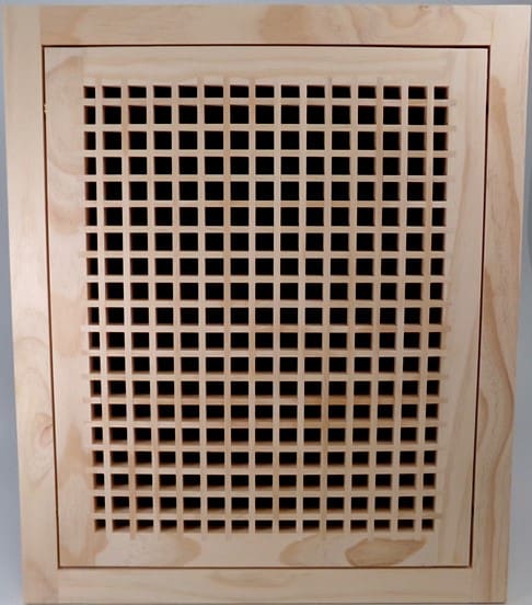 Front Perspective Representation of 16x18 Wood Return Egg Crate Filter Grille