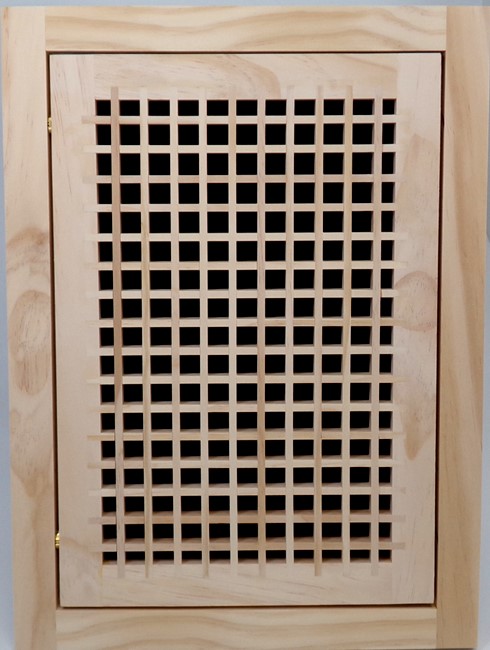 Front Perspective Representation of 18x12 Wood Return Egg Crate Filter Grille