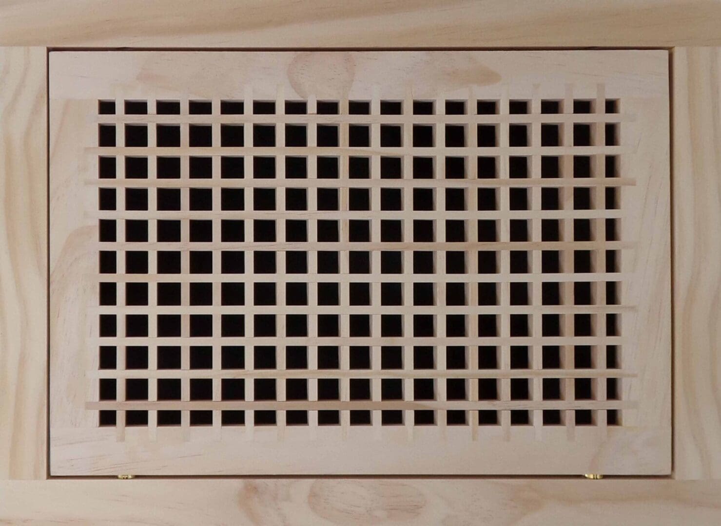 Front Perspective Representation of 18x13 Wood Return Egg Crate Filter Grille.