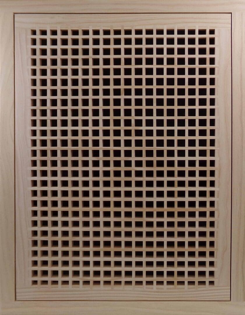 Front Perspective Representation of 19x27 Wood Return Egg Crate Filter Grille.