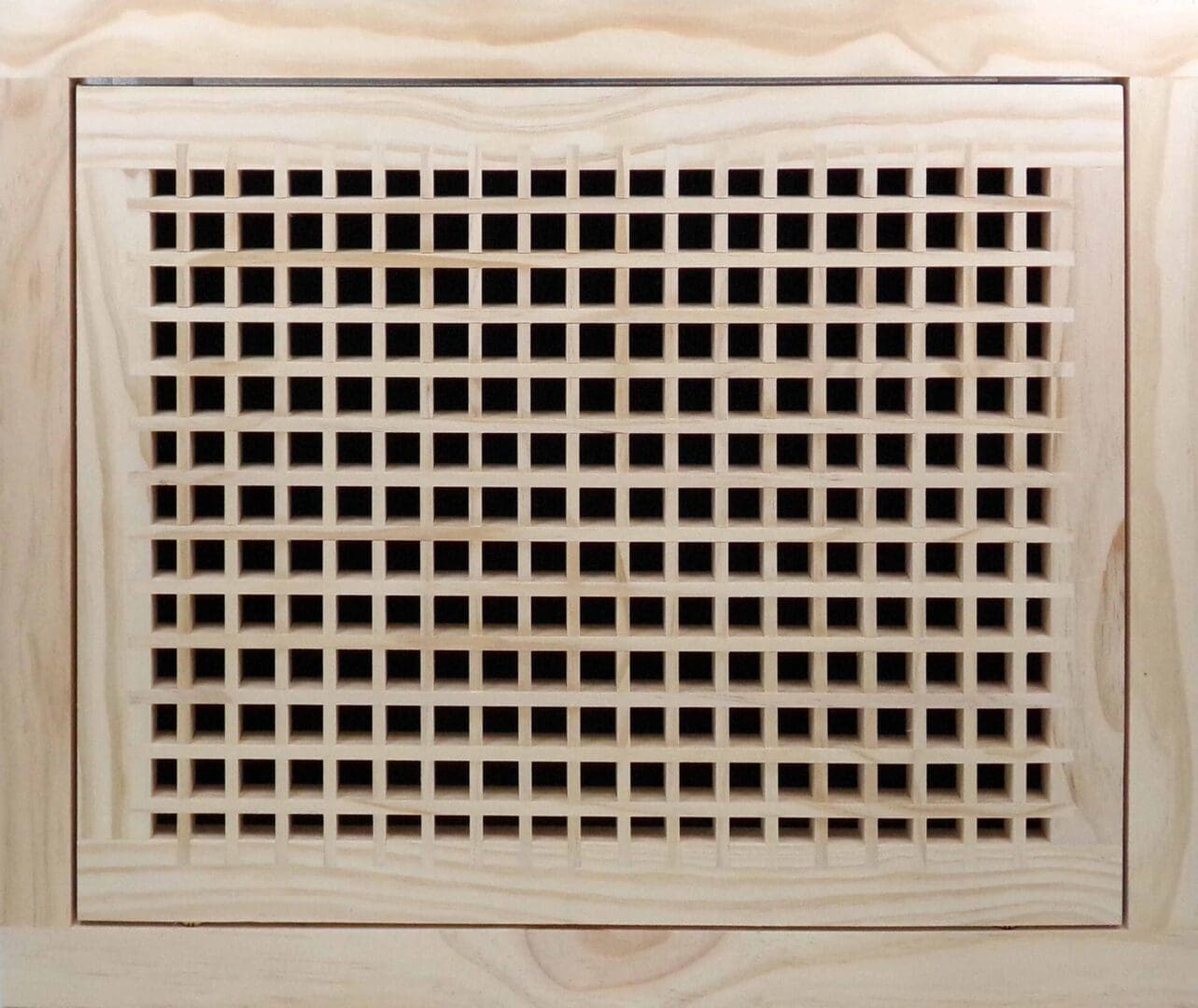 Front Perspective Representation of 20x14 Wood Return Egg Crate Filter Grille.