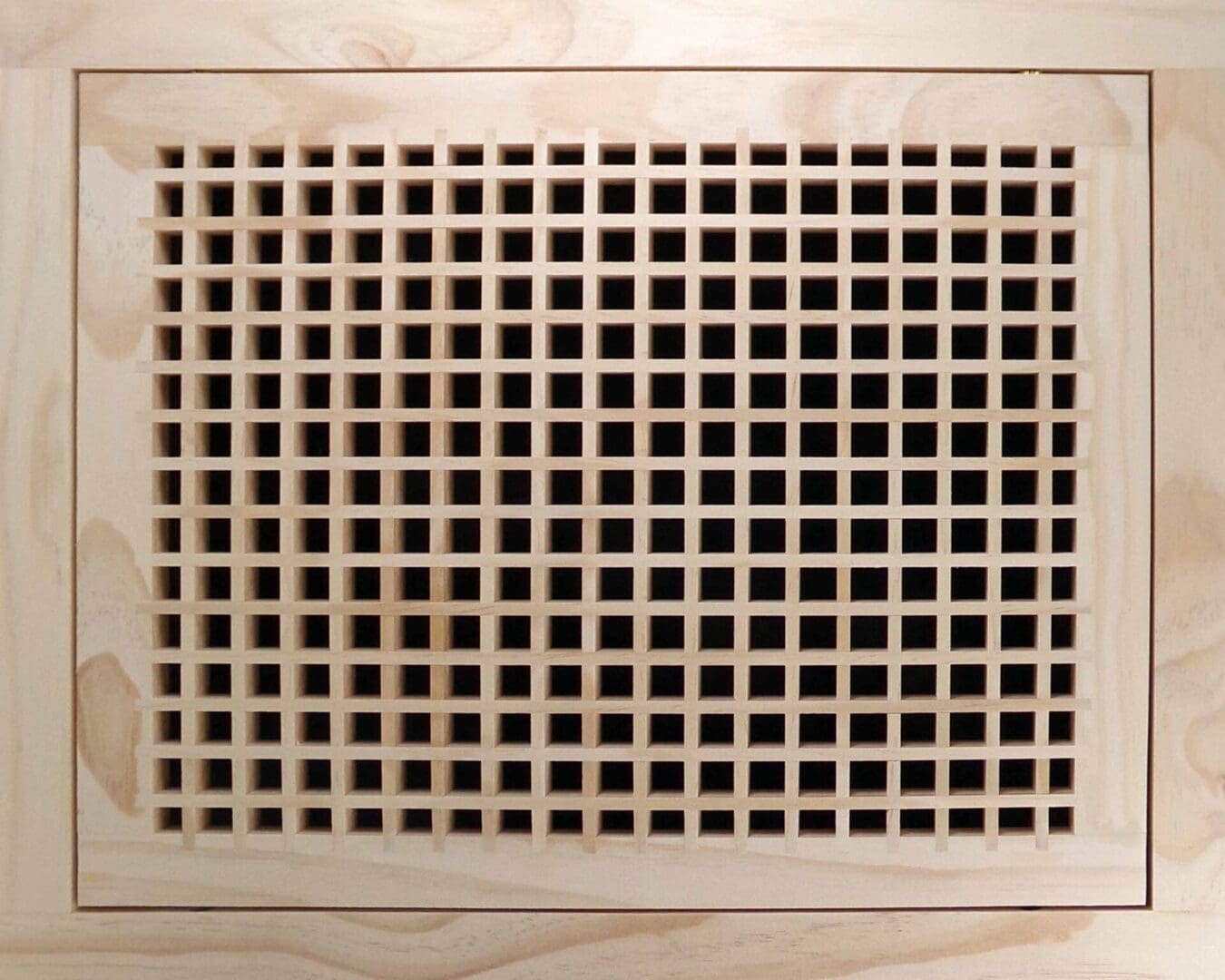 Front Perspective Representation of 20x16 Wood Return Egg Crate Filter Grille.
