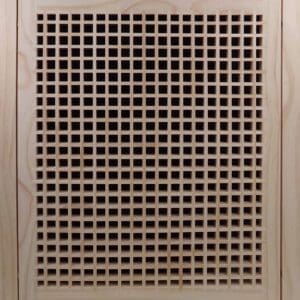 Front Perspective Representation of 20x22 Wood Return Egg Crate Filter Grille.