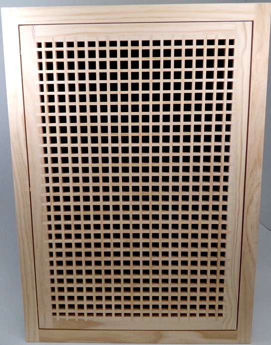 Front Perspective Representation of 24x30 Wood Return Egg Crate Filter Grille