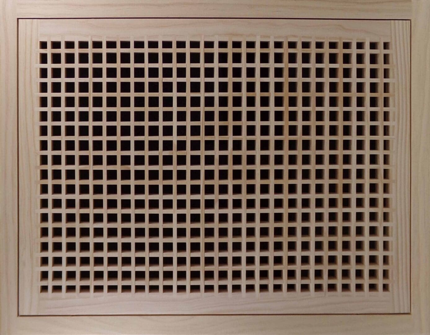 Front Perspective Representation of 21x19 Wood Return Egg Crate Filter Grille.