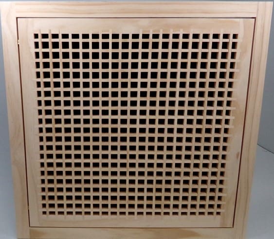 Front Perspective Representation of 30x30 Wood Return Egg Crate Filter Grille