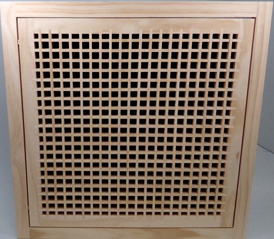 Front Perspective Representation of 24x24 Wood Return Egg Crate Filter Grille