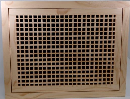 Front Perspective Representation of 25x12 Wood Return Egg Crate Filter Grille
