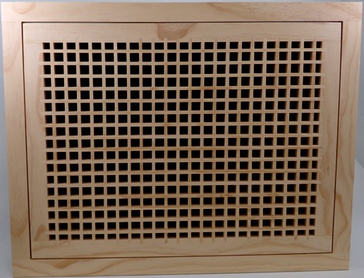 Front Perspective Representation of 24x18 Wood Return Egg Crate Filter Grille