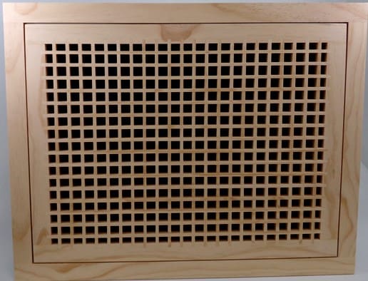 Front Perspective Representation of 24x14 Wood Return Egg Crate Filter Grille