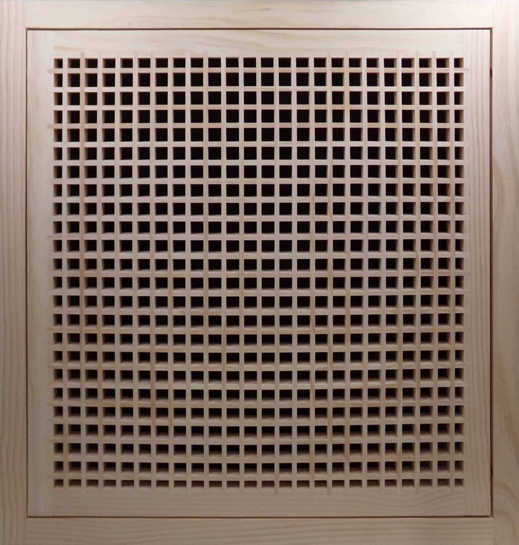 Front Perspective Representation of 24x24 Wood Return Egg Crate Filter Grille.