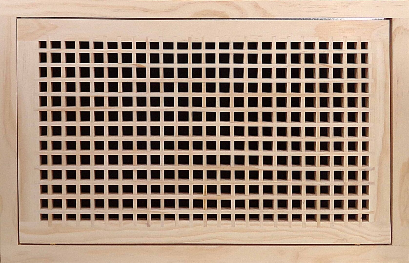 Front Perspective Representation of 25x14 Wood Return Egg Crate Filter Grille.