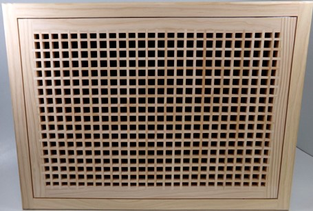 Front Perspective Representation of 27x19 Wood Return Egg Crate Filter Grille