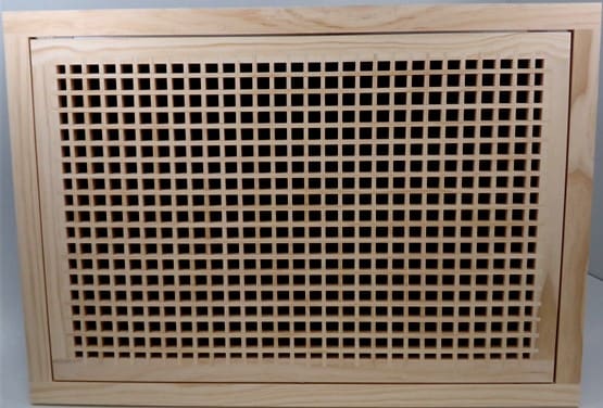 Front Perspective Representation of 30x10 Wood Return Egg Crate Filter Grille