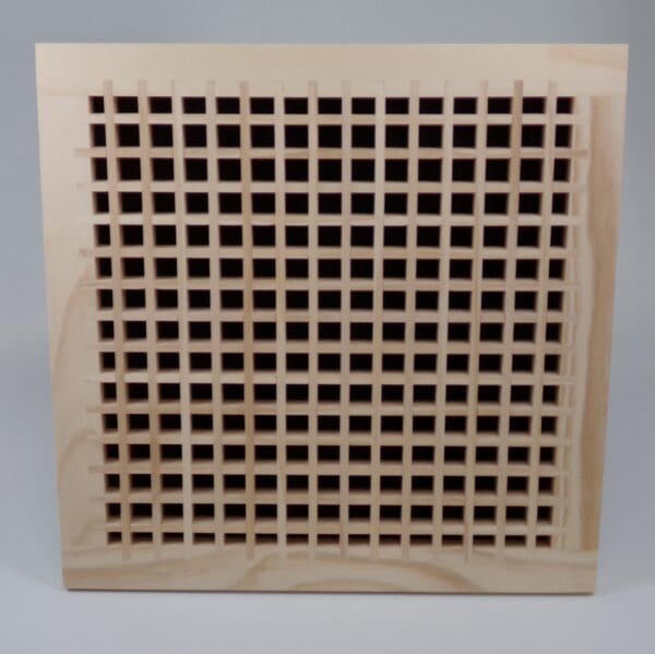 Front Perspective Representation of 12x12 Wood Return Egg Crate Grille