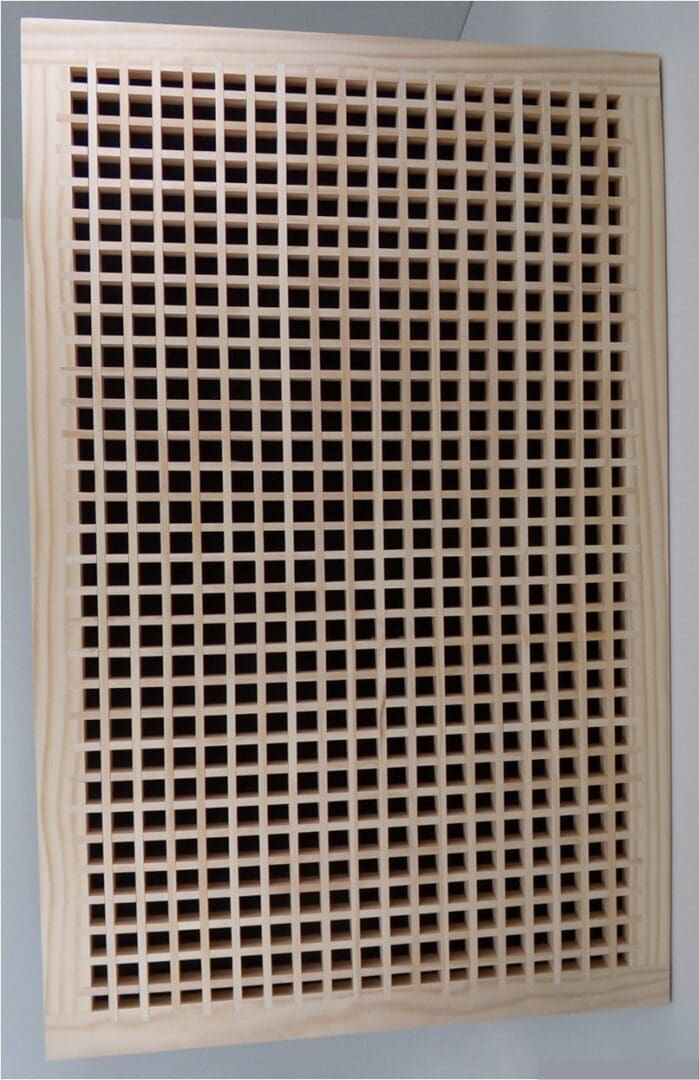 Front Perspective Representation of 08x32 Wood Return Egg Crate Grille