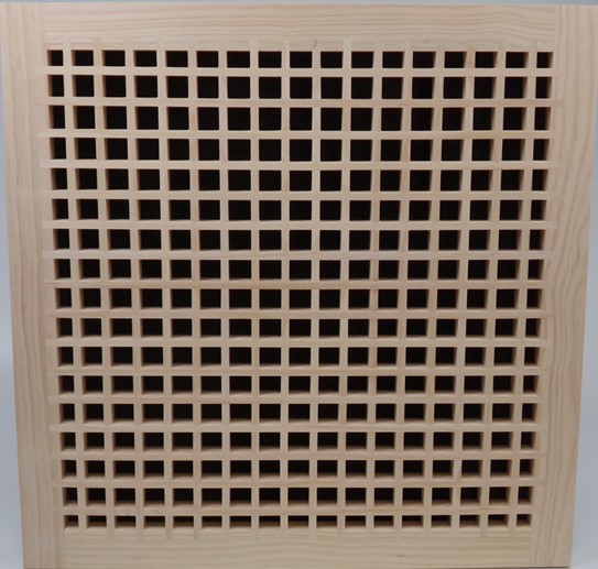 Front Perspective of the 18x18 Wood Return Egg Crate Grille
