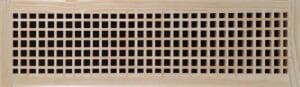 Handcrafted 10x30 wood return air filter grille installed in elegant hallway.
