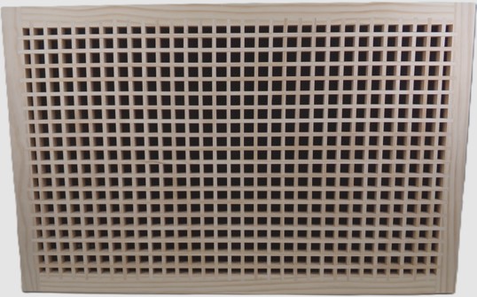 Front Perspective Representation 34x10 Wood Return Egg Crate Grille