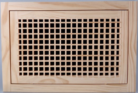Front Perspective Representation of 14x12 Wood Return Egg Crate Filter Grille