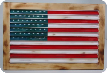 distressed style American Flag painted onto wood return air grille
